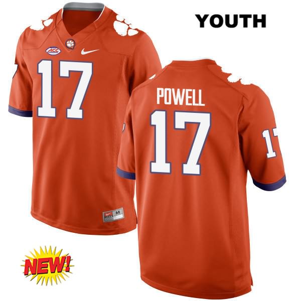 Youth Clemson Tigers #17 Cornell Powell Stitched Orange New Style Authentic Nike NCAA College Football Jersey YKQ1246RQ